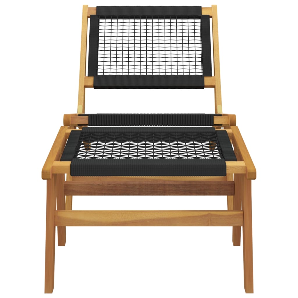 Silla de jardín con reposapiés madera maciza teca y poliéster