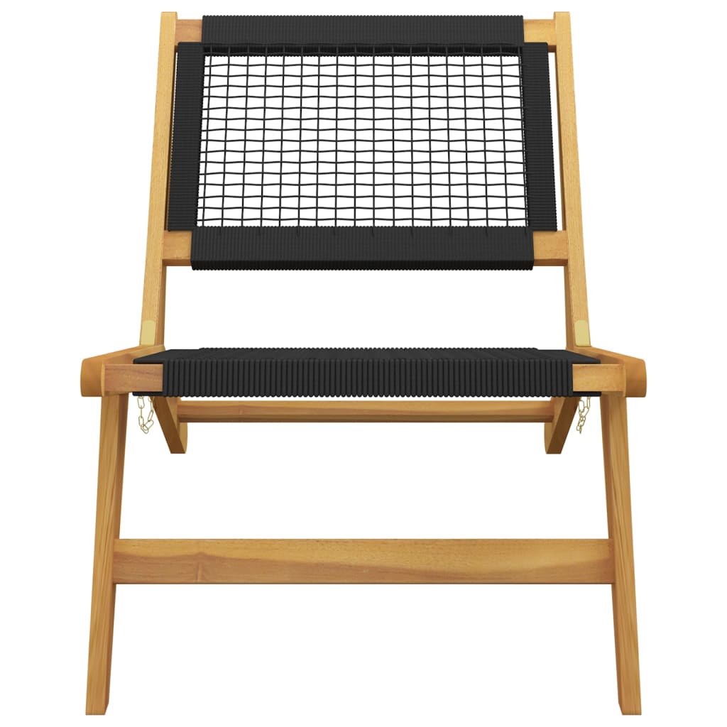 Silla de jardín con reposapiés madera maciza teca y poliéster