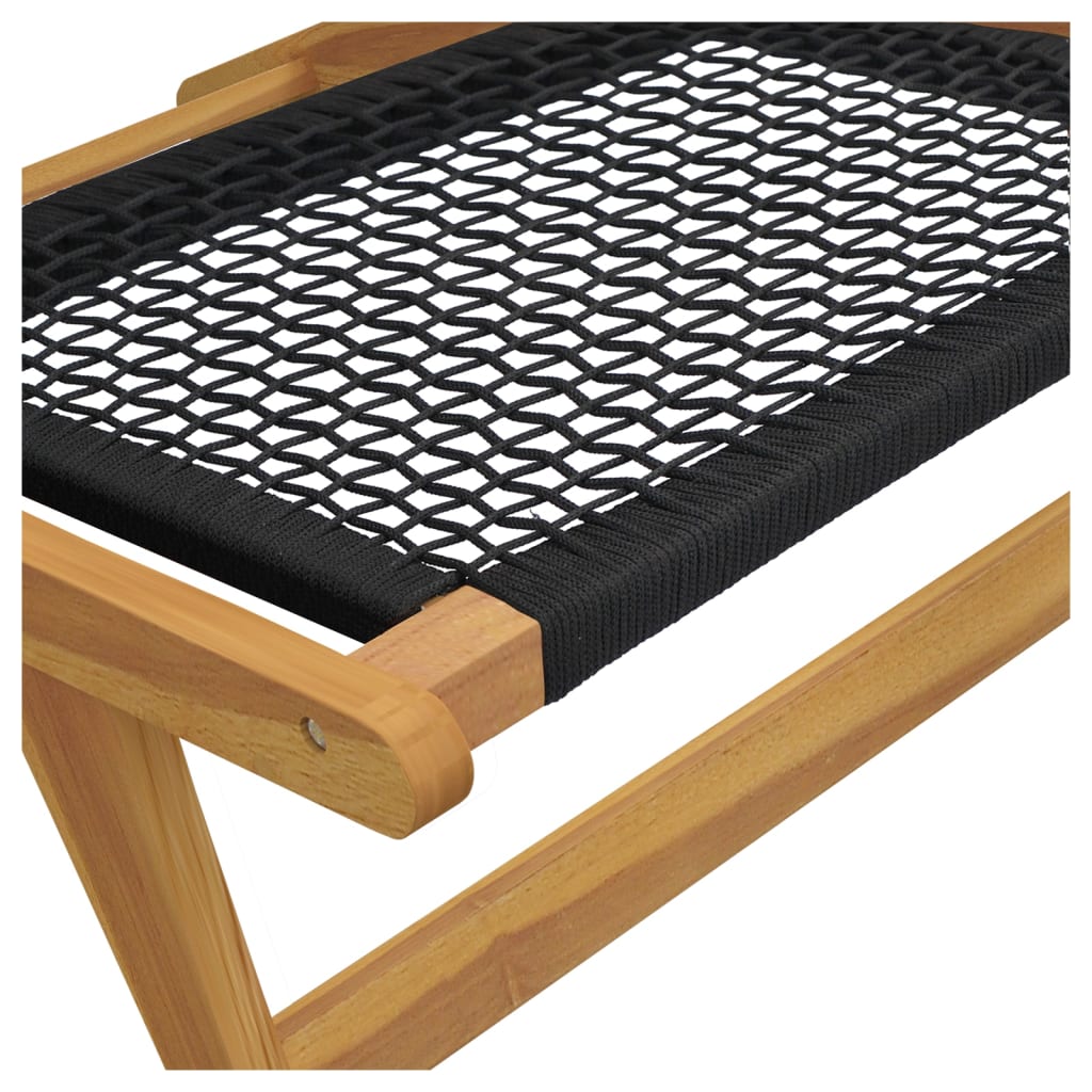 Silla de jardín con reposapiés madera maciza teca y poliéster