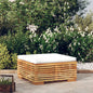 Garden stool with cream cushion solid teak wood