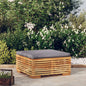 Garden stool with cream cushion solid teak wood