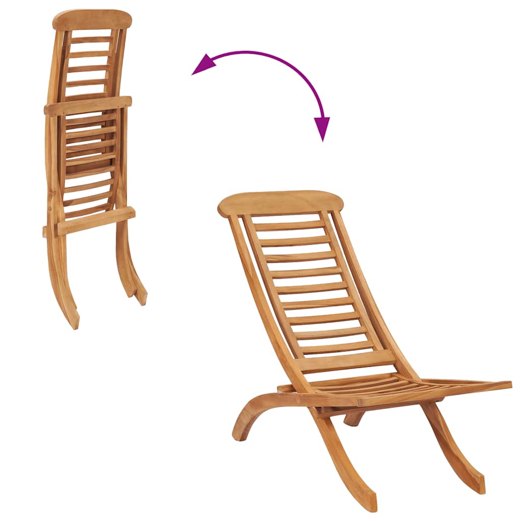 Silla de jardín plegable madera maciza de teca 50x90x69 cm