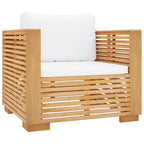 Sillón de jardín con cojines color crema madera maciza teca