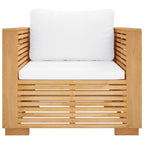 Sillón de jardín con cojines color crema madera maciza teca