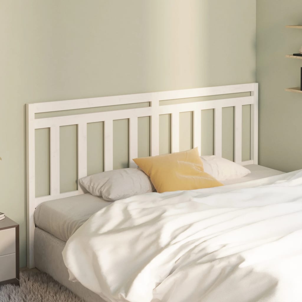 Cabecero cama madera contrachapada blanco brillo 200x1,5x80 cm