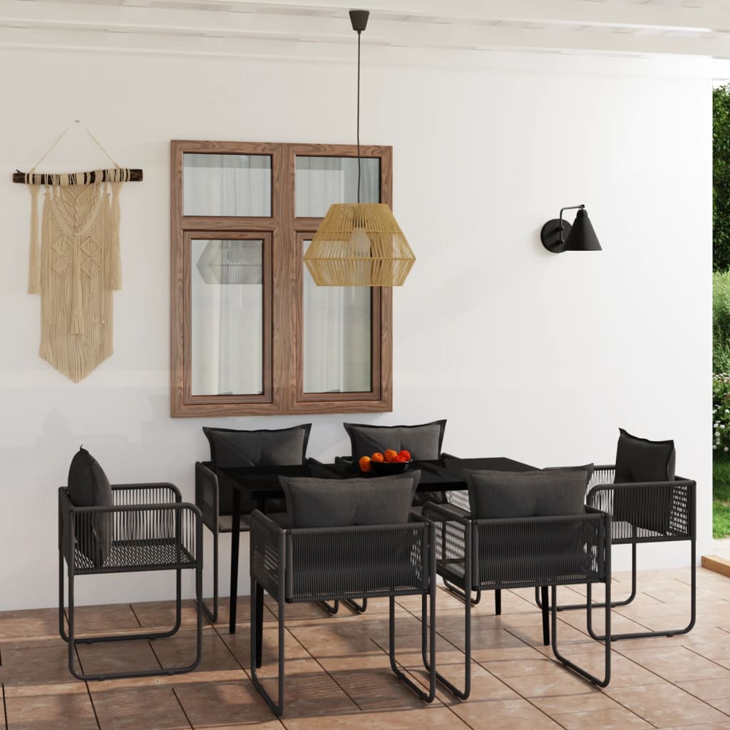 Juego de comedor de jardín 7 piezas marrón