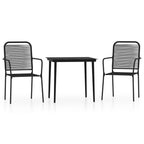 Juego de comedor de jardín 3 piezas negro