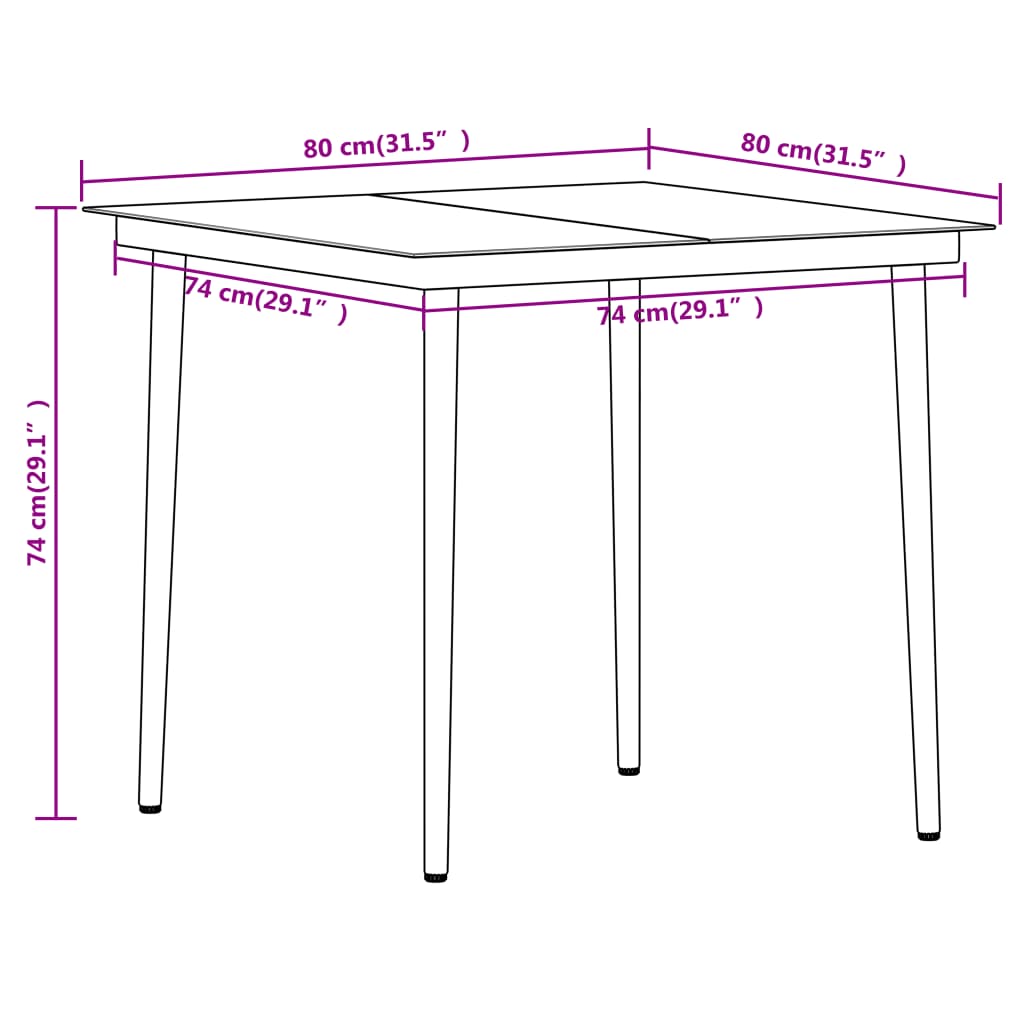Juego de comedor de jardín 3 piezas negro