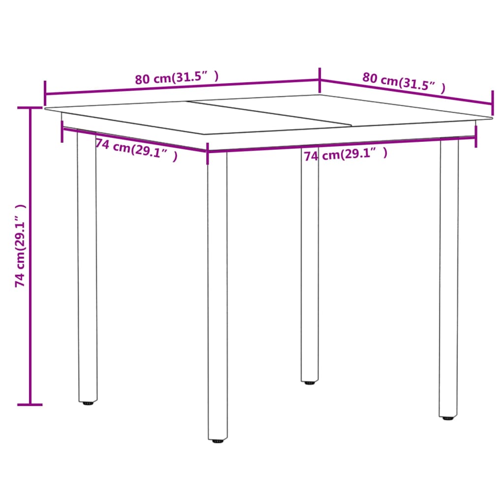 Juego de comedor de jardín 5 piezas negro