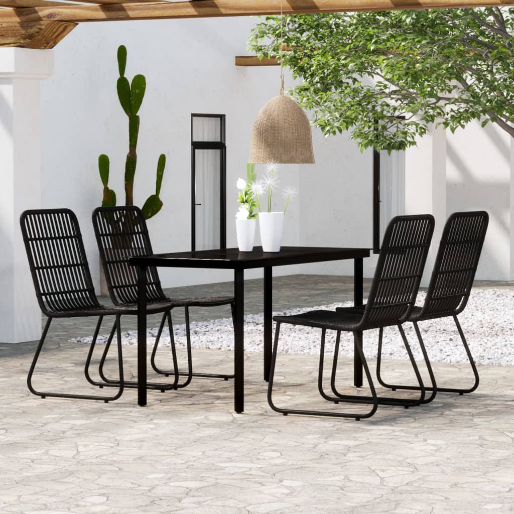 Conjunto de jantar de jardim 5 peças preto
