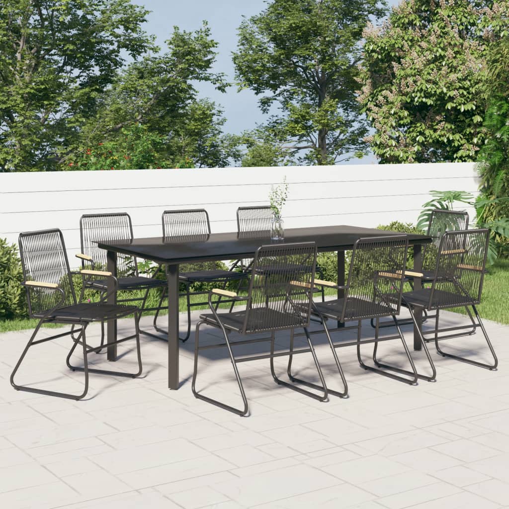 Conjunto de refeição de jardim 3 peças com almofadas em vime sintético e aço