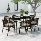 Juego de comedor de jardín 7 piezas marrón