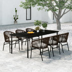 Juego de comedor de jardín 7 piezas marrón
