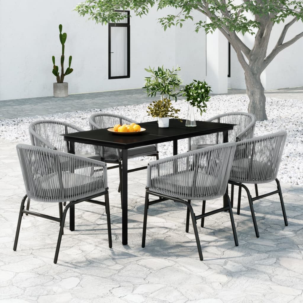 Juego de comedor de jardín 7 piezas marrón