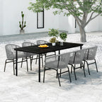 Juego de comedor de jardín 7 piezas marrón