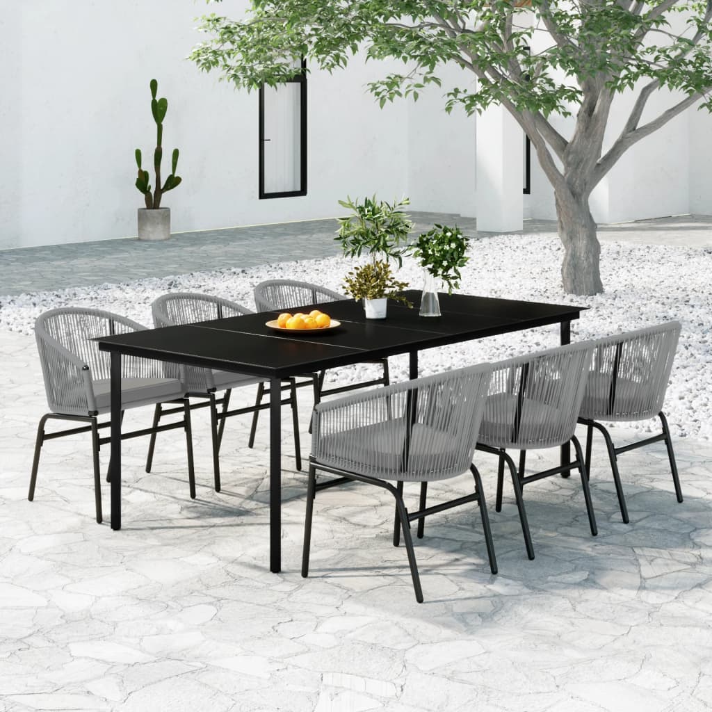 Juego de comedor de jardín 7 piezas marrón