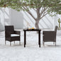 Conjunto de jantar de jardim 3 peças com almofadas bege e preto
