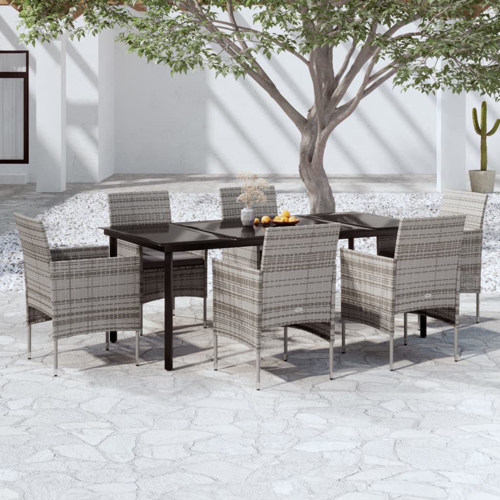 Conjunto de jantar de jardim 3 peças com almofadas bege e preto
