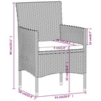 Juego de comedor de jardín 3 piezas con cojines beige y negro