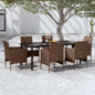 Conjunto de jantar de jardim 3 peças com almofadas bege e preto