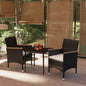 Conjunto de sala de jantar de jardim 3 peças com almofadas preto