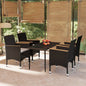 Conjunto de sala de jantar de jardim 3 peças com almofadas preto