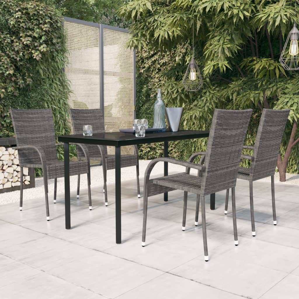 Conjunto de jantar de jardim 3 peças com almofadas bege e preto
