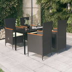 Comedor de jardín 5 pzas ratán sintético y madera acacia negro