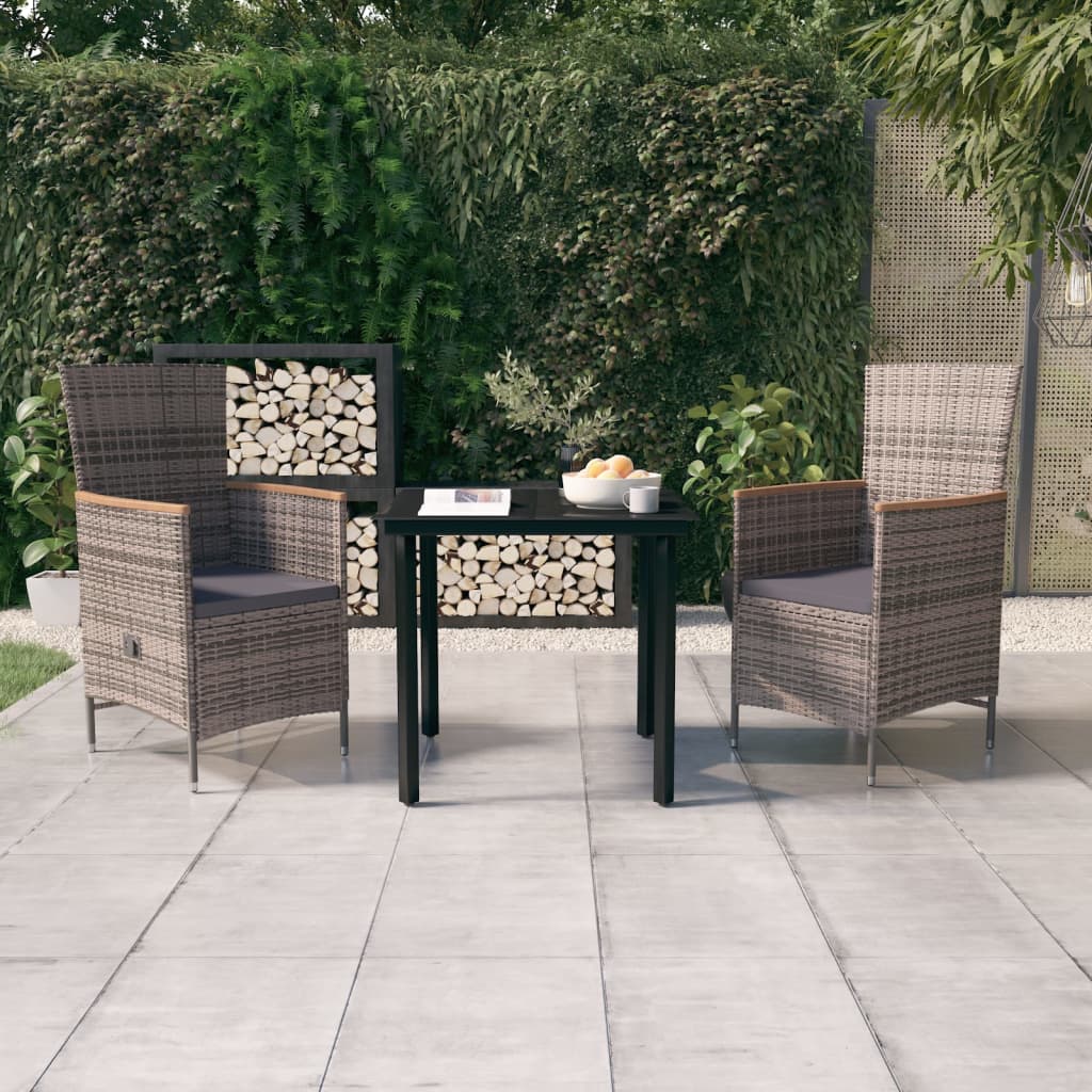 Comedor de jardín 5 pzas ratán sintético y madera acacia negro
