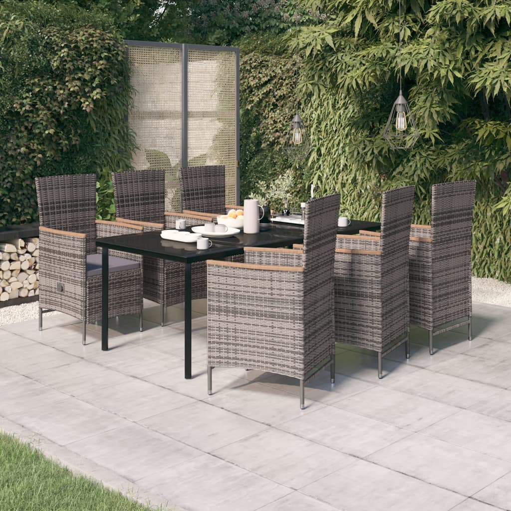 Comedor de jardín 5 pzas ratán sintético y madera acacia negro