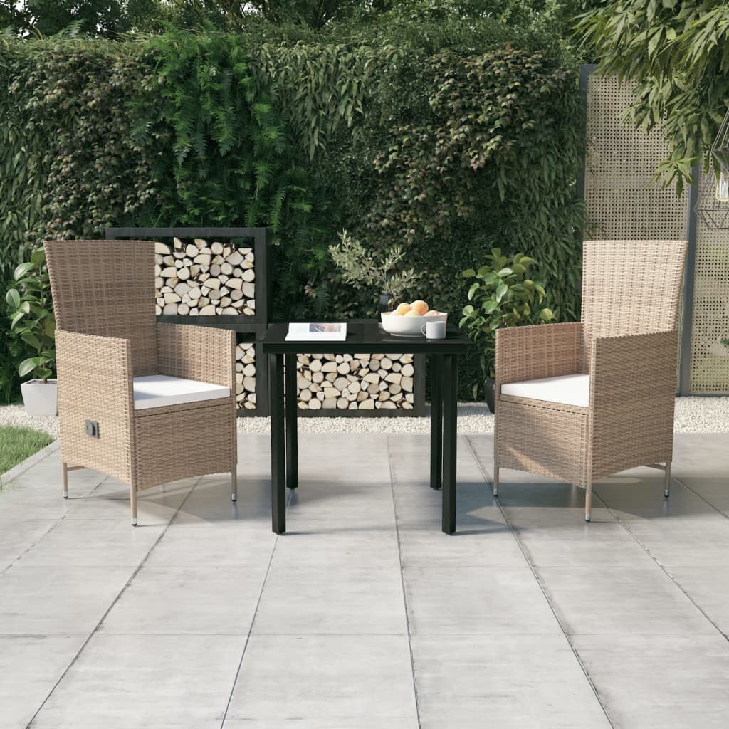 Comedor de jardín 5 pzas ratán sintético y madera acacia negro