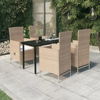 Comedor de jardín 5 pzas ratán sintético y madera acacia negro