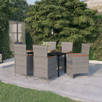 Comedor de jardín 5 pzas ratán sintético y madera acacia negro