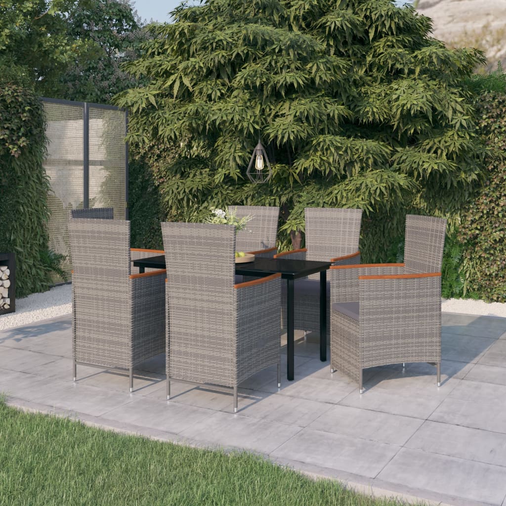 Comedor de jardín 5 pzas ratán sintético y madera acacia negro