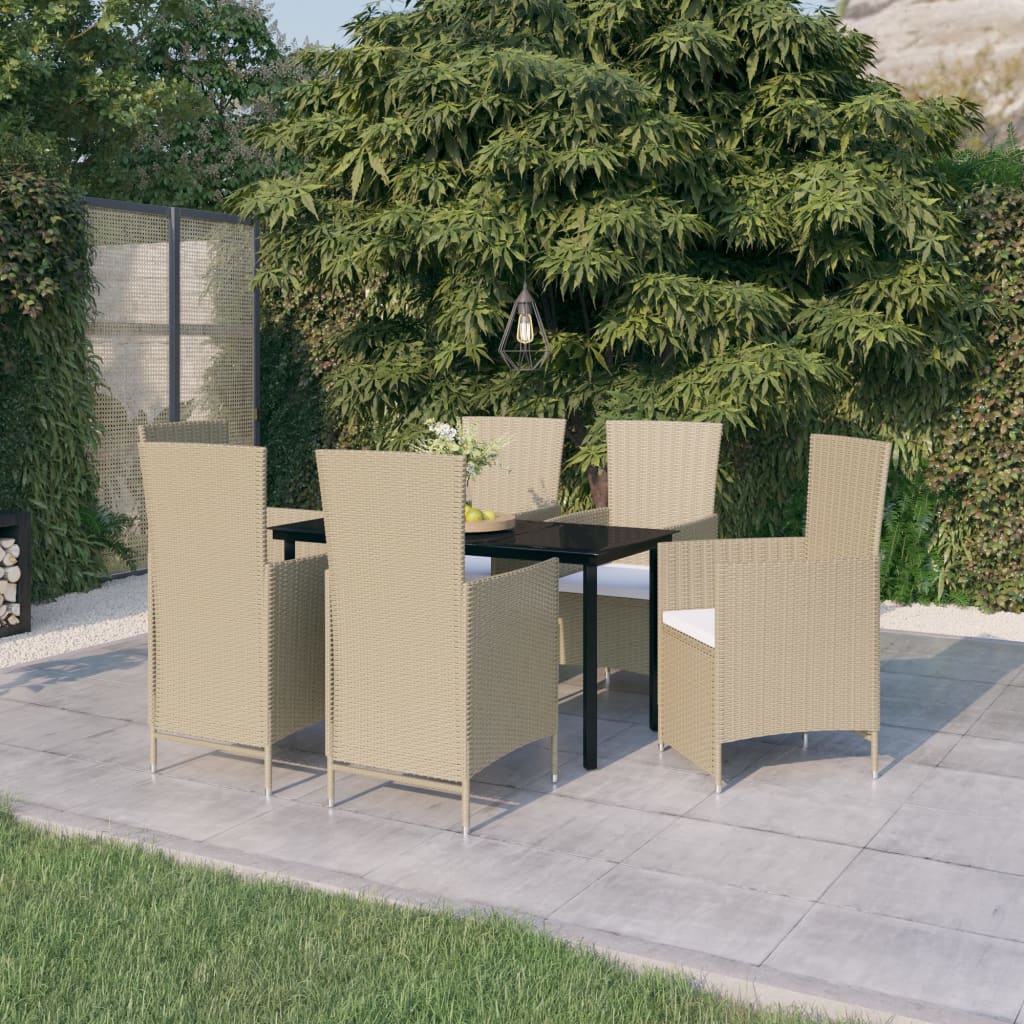 Comedor de jardín 5 pzas ratán sintético y madera acacia negro