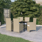 Comedor de jardín 5 pzas ratán sintético y madera acacia negro