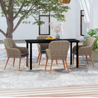 Comedor de jardín 5 pzas ratán sintético y madera acacia negro