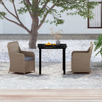 Comedor de jardín 5 pzas ratán sintético y madera acacia negro