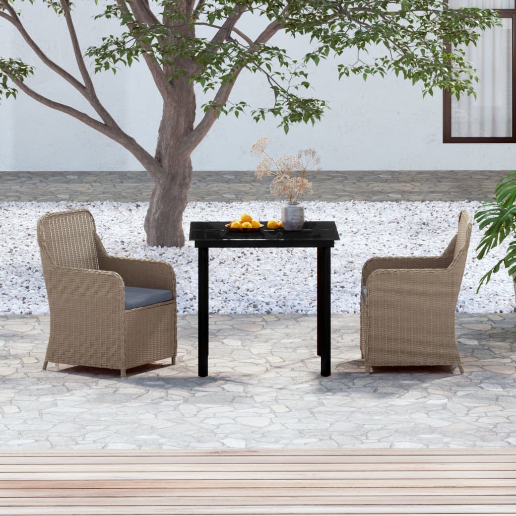 Comedor de jardín 5 pzas ratán sintético y madera acacia negro