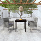 Juego comedor de jardín 3 piezas ratán sintético gris