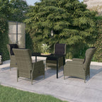 Juego comedor de jardín 3 piezas ratán sintético gris