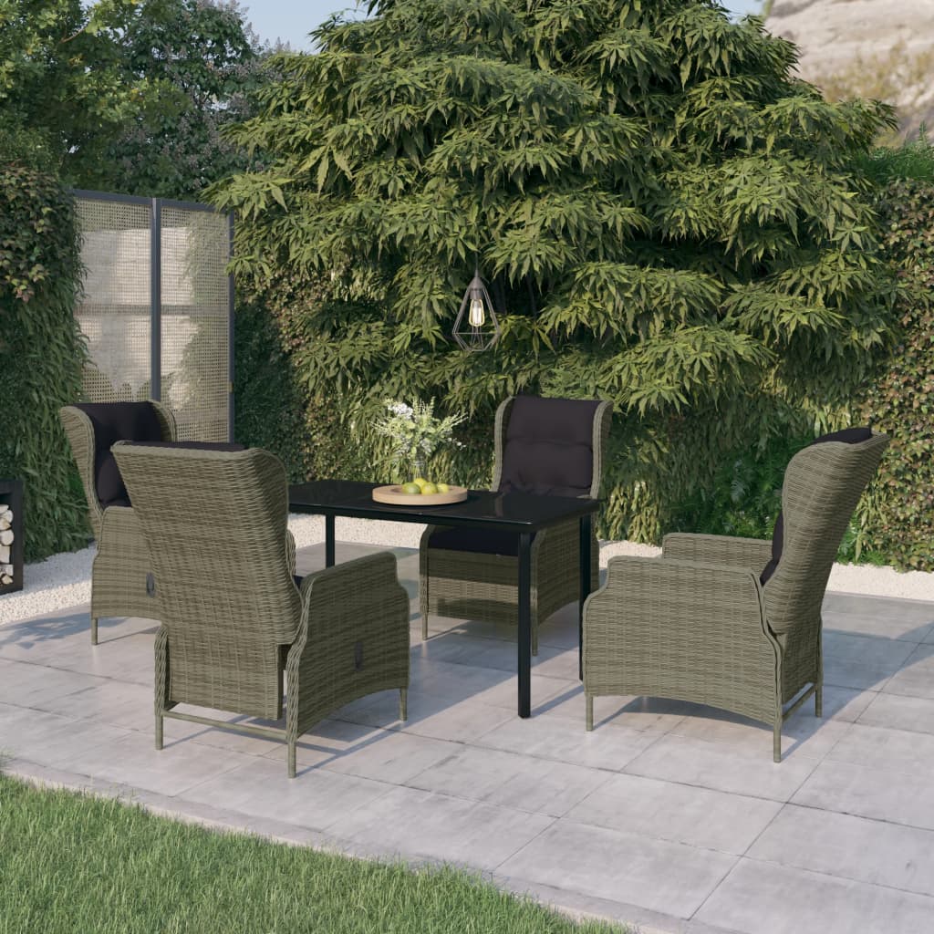 Juego comedor de jardín 3 piezas ratán sintético gris