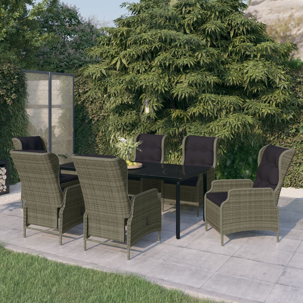 Juego comedor de jardín 3 piezas ratán sintético gris
