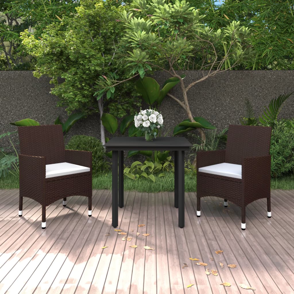 Juego de comedor de jardín 9 piezas ratán sintético marrón