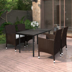 Juego de comedor de jardín 9 piezas ratán sintético marrón