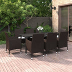 Juego de comedor de jardín 9 piezas ratán sintético marrón