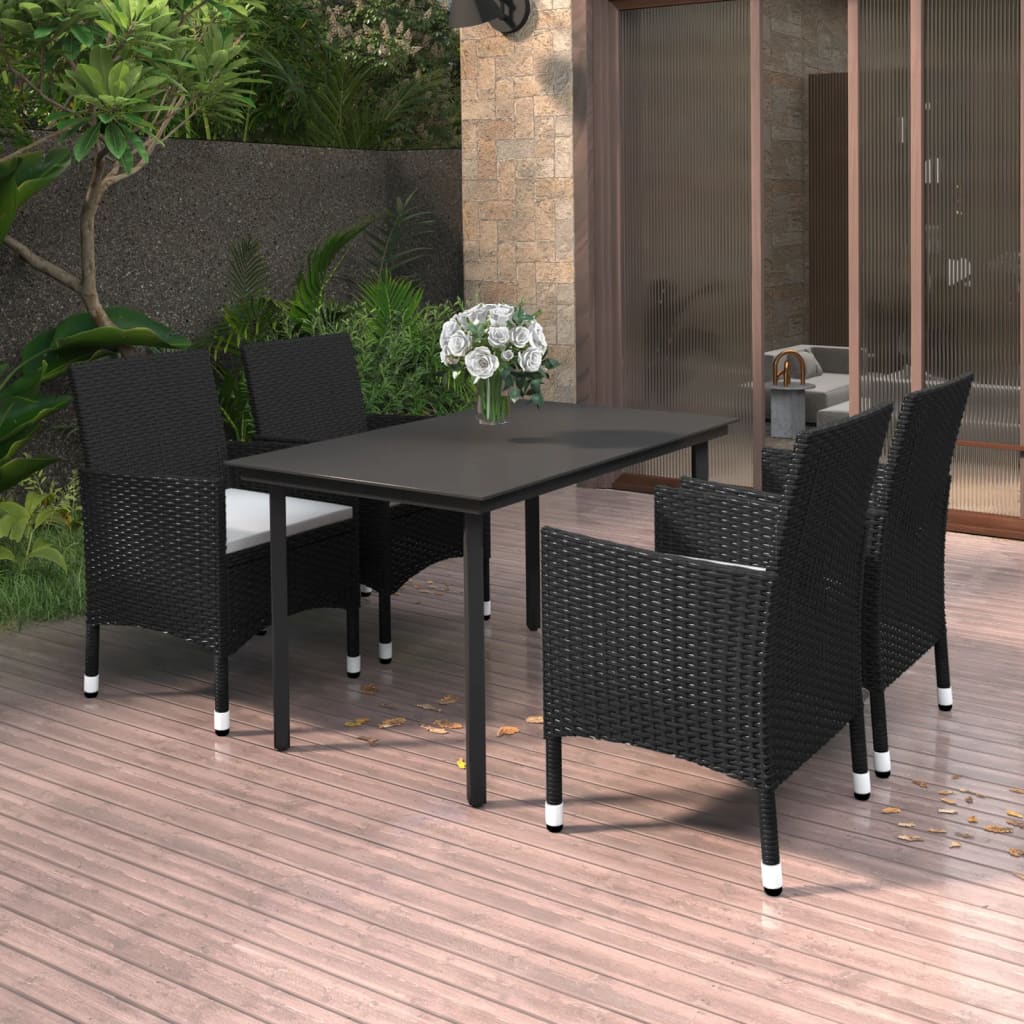 Juego de comedor de jardín 9 piezas ratán sintético marrón