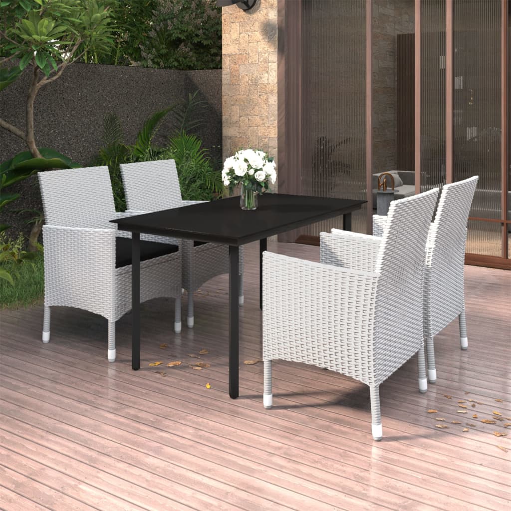 Juego de comedor de jardín 9 piezas ratán sintético marrón
