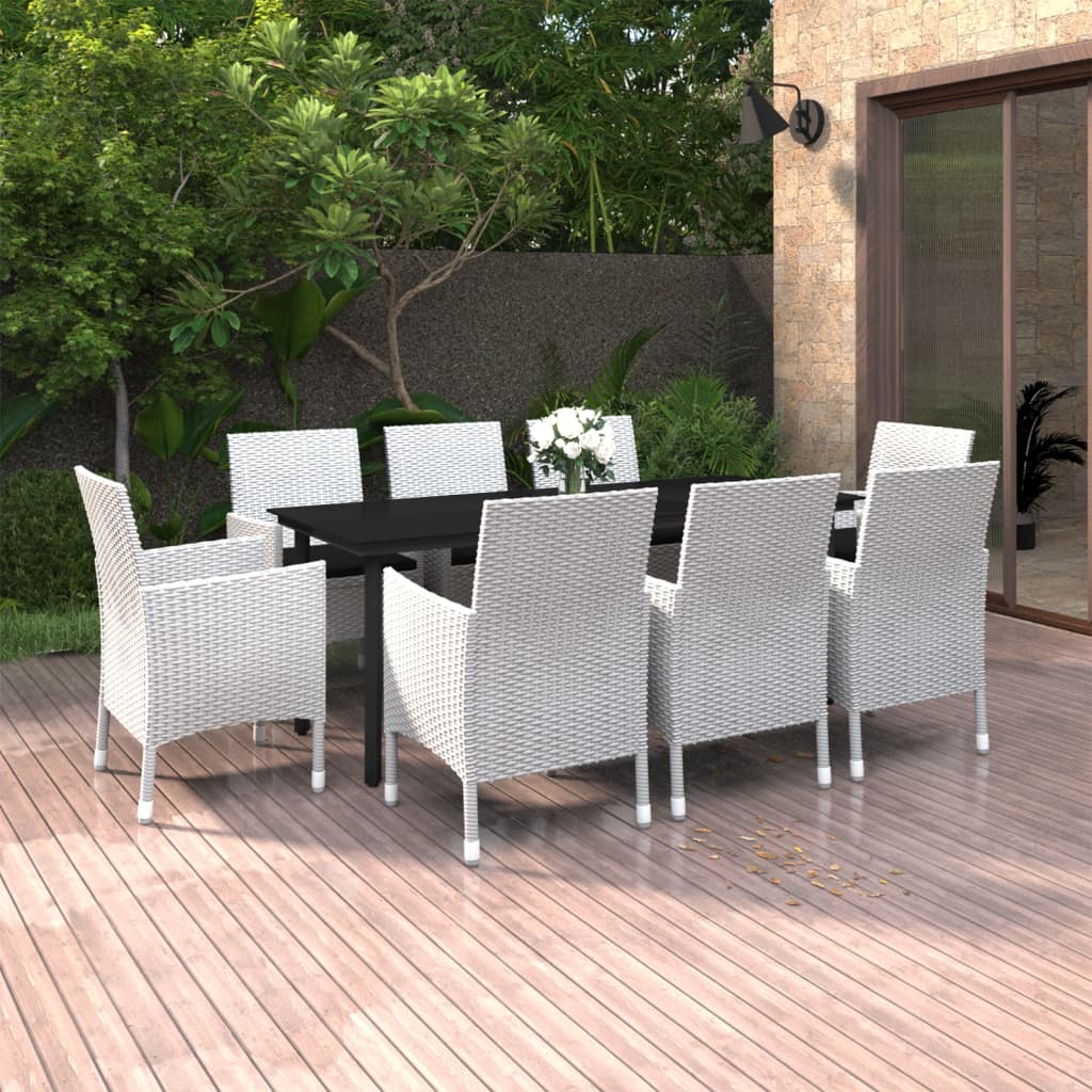 Juego de comedor de jardín 9 piezas ratán sintético marrón