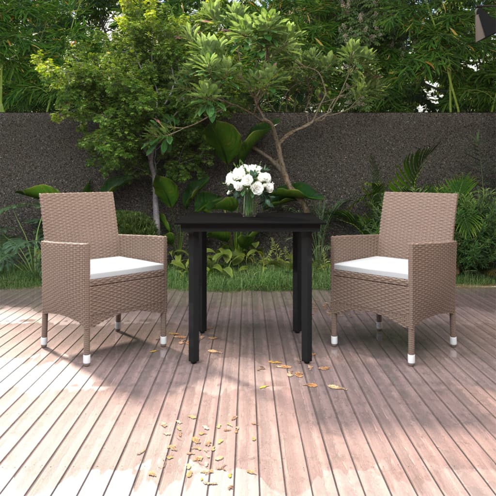 Juego de comedor de jardín 9 piezas ratán sintético marrón